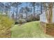 Serene backyard featuring a well-maintained lawn and mature trees for privacy at 44 Hall Mnr, Alpharetta, GA 30022
