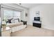 Neutral bedroom with carpeted floors, featuring one window with window blind and natural light at , Alpharetta, GA 30022