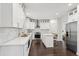 Modern kitchen with stainless steel appliances, island, and white cabinets at 5960 Magnolia Rdg, Stone Mountain, GA 30087