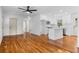 Spacious open concept living room and kitchen with beautiful hardwood floors at 1210 Beech St, Marietta, GA 30062