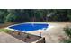 Backyard pool with ladder and stairs, surrounded by a concrete patio at 6005 Pattingham Dr, Roswell, GA 30075