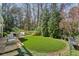 Landscaped backyard with a patio, seating area, and lush greenery creates a peaceful outdoor space at 1811 Paces Ferry Se Ct, Smyrna, GA 30080