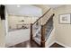 Finished basement with carpet and stairs with dark hardwood floors at 3323 Acorn Falls Dr, Marietta, GA 30062