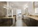 Bathroom featuring double vanity, granite countertops, a separate shower, and tile flooring at 1080 Peachtree Ne St # 2011, Atlanta, GA 30309