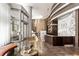 Elegant building lobby featuring a reception desk, modern lighting, and marble accents at 1080 Peachtree Ne St # 2011, Atlanta, GA 30309