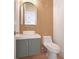 Stylish powder room with modern vanity, vessel sink, and textured wall at 115 Alcovy Ter, Alpharetta, GA 30009