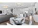Open-concept kitchen features an island with a sink, stainless steel appliances, and white cabinets at 7630 Rambling Vale, Cumming, GA 30028