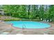 Community pool with lounge chairs surrounded by lush green trees and shrubs at 1507 Country Park Se Dr, Smyrna, GA 30080