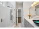 Modern bathroom featuring a sleek glass shower, bowl sink, and stylish vanity at 4010 Arborwood Ln, Tucker, GA 30084