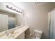 Functional bathroom with a vanity, sink, and toilet, complemented by neutral wall colors at 50 Sycamore Sta, Decatur, GA 30030