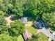 Aerial view of a well-maintained home surrounded by mature trees and greenery at 1875 Creekside Ct, Decatur, GA 30032