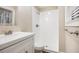 Recently renovated bathroom features modern fixtures, a walk-in shower, and a vanity at 6510 Connell Rd, Atlanta, GA 30349