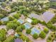 Aerial view showcasing tennis courts, swimming pool, and lush greenery of Polo Golf & Country Club at 7270 Sheffield Pl, Cumming, GA 30040