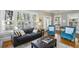 Bright living room boasts hardwood floors, a large sofa, and lots of natural light from the many beautiful windows at 313 5Th Ne St, Atlanta, GA 30308