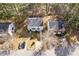 Aerial view showcasing homes and yards in a residential neighborhood at 5940 Hampton Ct, Atlanta, GA 30349