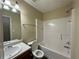 Bathroom featuring shower over tub, toilet, and vanity with mirror at 105 Kentwood Springs Dr, Hampton, GA 30228