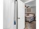 Bedroom view from en suite with ceiling fan and decorative bedding at 4481 Mclain Cir, Acworth, GA 30101