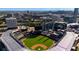 Aerial view of Truist Park with the Atlanta skyline in the distance and lush green baseball field at 3102 Ballet Se Ct, Smyrna, GA 30082