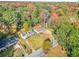 Aerial shot of a house with a manicured lawn, complemented by the colorful foliage of surrounding trees at 1403 Centra Villa Dr, Atlanta, GA 30311