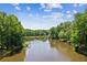 Scenic view of the lake surrounded by lush green trees under a bright blue sky at 2115 Brook Pond Ct, Alpharetta, GA 30005