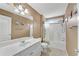 Bathroom with vanity, large mirror, and a shower with a shower curtain at 513 Mirramont Pl, Woodstock, GA 30189