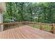 Wood deck overlooks the lush yard with a wooded backdrop, ideal for relaxation at 277 Hope Dr, Dallas, GA 30157