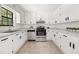 Well-lit kitchen with stainless steel appliances, white cabinets, and a sink below the window at 277 Hope Dr, Dallas, GA 30157