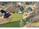 Stunning aerial view of luxury homes with pools, waterfront access, and meticulously landscaped yards at 770 Huiet Dr, Mcdonough, GA 30252