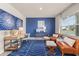 Stylish flex space with blue accent wall, contemporary furnishings, and ample natural light at 1217 Arnhem Dr, Hampton, GA 30228
