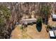 Overhead view of a home, expansive yard, fire pit, and mature trees, capturing the essence of outdoor living at 1537 David Lee St, Acworth, GA 30102