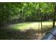 Spacious, fenced backyard featuring lush trees and a shed at 1537 David Lee St, Acworth, GA 30102
