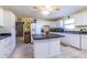 Kitchen with white cabinets, center island and tiled floors at 1537 David Lee St, Acworth, GA 30102