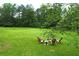 Beautiful lawn features a charming firepit with comfortable seating and room for outdoor enjoyment at 1537 David Lee St, Acworth, GA 30102