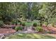 Secluded backyard featuring lush greenery, terraced landscaping, and a stone pathway at 3814 Vermont Ne Rd, Atlanta, GA 30319