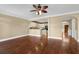 Living room with hardwood floors flowing into the kitchen at 775 Mountain View Nw Ter, Marietta, GA 30064