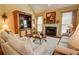 Inviting living room featuring a fireplace, entertainment center and neutral colored couches at 2000 Stethem Ferry Rd, Johns Creek, GA 30022