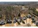 An aerial view displays neighborhood homes and a lush treeline over the community amenities at 2000 Stethem Ferry Rd, Johns Creek, GA 30022