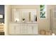 Elegant bathroom with a double vanity, large mirror, and a walk-in shower for a spa-like experience at 2451 Livi Ln, Buford, GA 30519