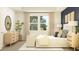 Stylish bedroom with a navy accent wall, plush bedding, and elegant decor for a modern retreat at 2451 Livi Ln, Buford, GA 30519