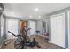 Brightly lit home gym featuring modern exercise equipment and plenty of storage at 933 Vistavia Cir, Decatur, GA 30033