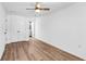 Bedroom with closet, ceiling fan, and modern floors at 4251 Canby Ln, Decatur, GA 30035