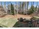 Multi-tiered backyard featuring lush trees, landscaped bushes, and well-maintained lawn at 2821 Grey Moss Pass, Duluth, GA 30097