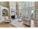 Spacious living room with a fireplace, built-in shelves, and large windows offering natural light at 2821 Grey Moss Pass, Duluth, GA 30097