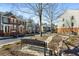 Street view of townhomes with landscaped common area and benches at 2251 Limehurst Ne Dr, Atlanta, GA 30319