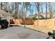 Private backyard features a concrete patio and a wood fence at 5532 Riverside Dr, Sugar Hill, GA 30518