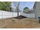 The backyard features a white fence, rock ground covering, and mature trees at 1284 Warsaw Rd, Roswell, GA 30076