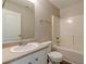 A well-maintained bathroom with a vanity and shower-tub combo at 104 Sunflower Meadows Dr, Mcdonough, GA 30252