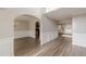 Bright room showcasing a decorative chandelier, hardwood floors and wainscoting at 104 Sunflower Meadows Dr, Mcdonough, GA 30252
