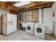 Unfinished basement with washer, dryer, and laundry sink at 972 Oakley Ln, Sugar Hill, GA 30518