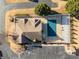 Aerial view of fenced community pool with covered for the winter at 2160 Carefree Cir # 9, Marietta, GA 30062